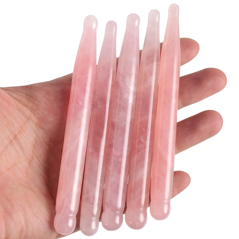 Gua Sha Tool Rose Quartz - Göz Masaj Kalemi Doğal Gül Kuvars